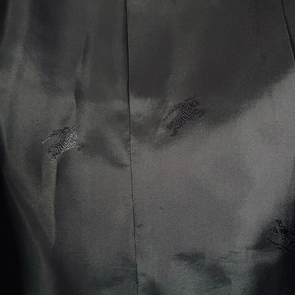 Burberry London Trench Coat Jacket Mid Length Double Breasted Black Size 6 - Picture 13 of 16